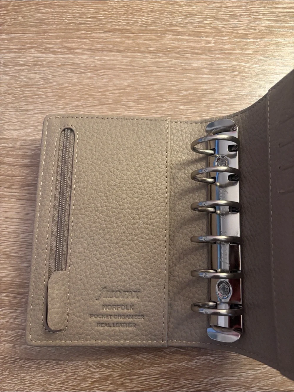 Filofax Norfolk Pocket Rings Leather Organizer NEW Taupe Leather